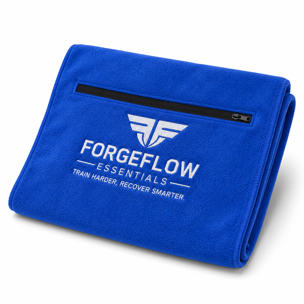 ForgeFlow Hooded Gym Towel with Zip Pocket - Blue